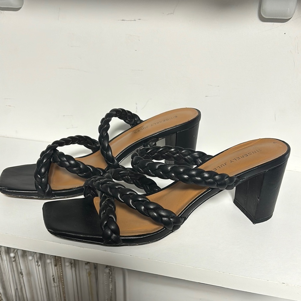 Sincerely Jules Black Braided Heels
